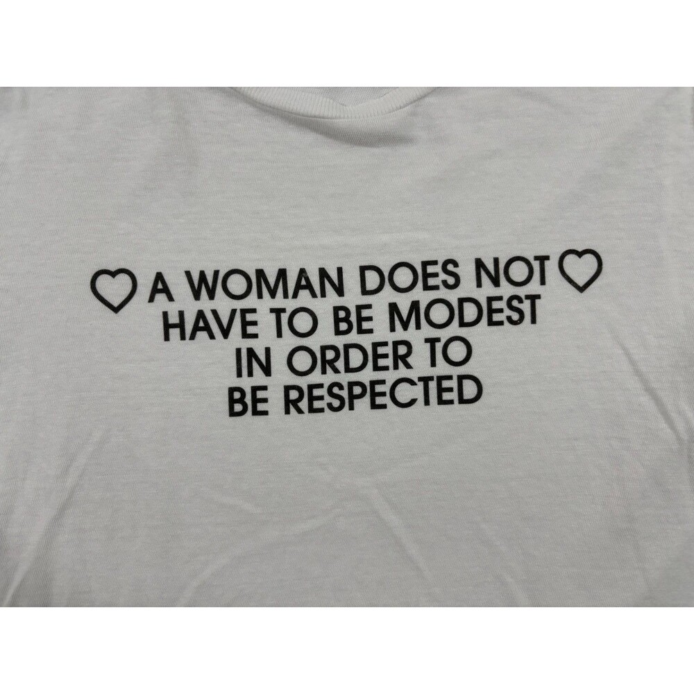 Re/Done x Hanes Shirt Womens Boxy Tee Cotton Crop White Crew Feminist Sz M USA - Picture 3 of 9
